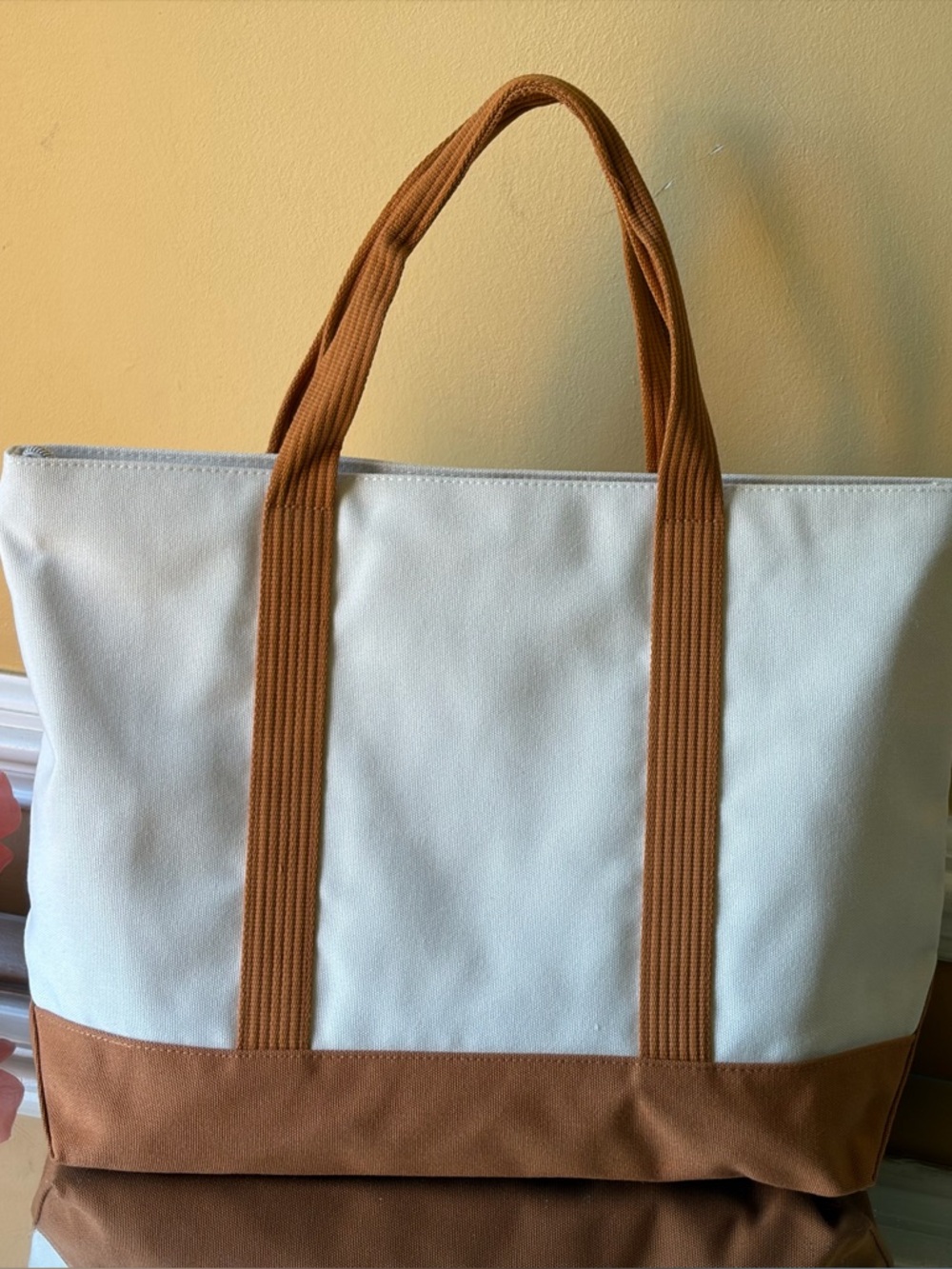 Ralph Lauren Canvas Tote in Cream and Tan - Picture 6 of 10